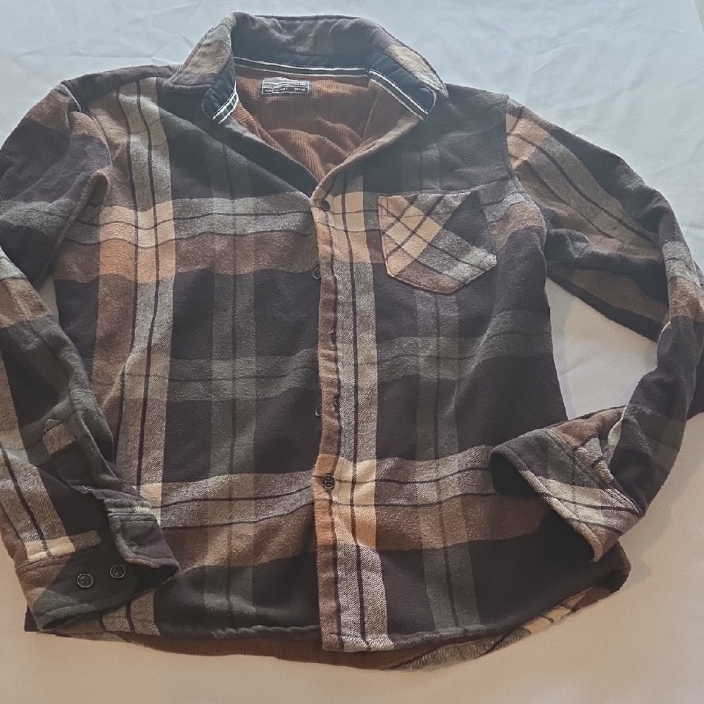 Nomad Brown and Tan Plaid Casual Button Down Shirt